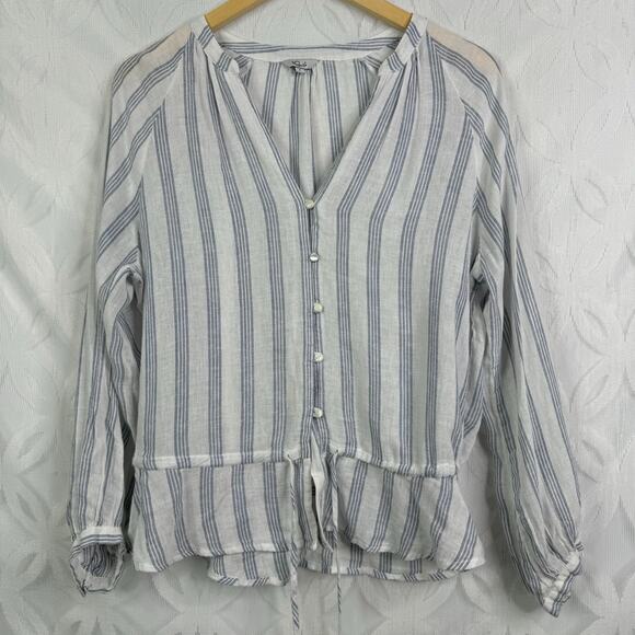 Rails Marti Cayman Striped Linen Blue White Blouse Size S - Picture 4 of 13